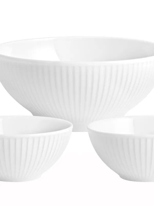 Produkt Pillivuyt Skålesæt 1 stk. skål 20 cm + 2 stk. skåle 12 cm i hvid procelæn, Plissé Billede
