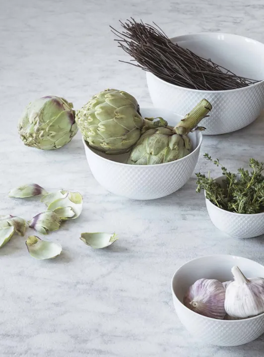 Produkt Lyngby porcelæn hvid Rhombe skåle Billede