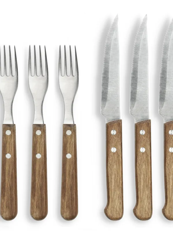 Produkt HOLM Steakbestik 8 dele med skaft i lakeret FSC certificeret akacietræ Billede