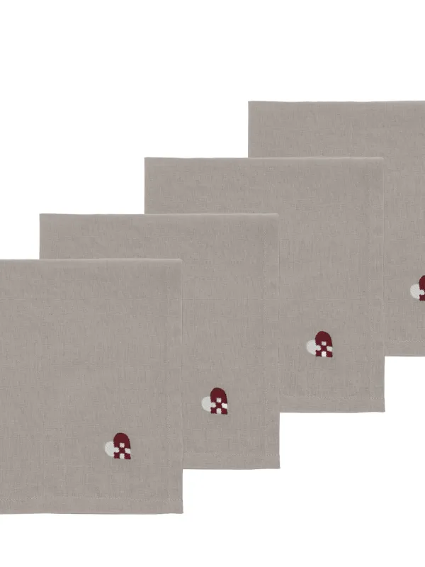 Produkt Södahl Stofservietter 4 stk i dark red, Christmas Hearts Embroidery Billede