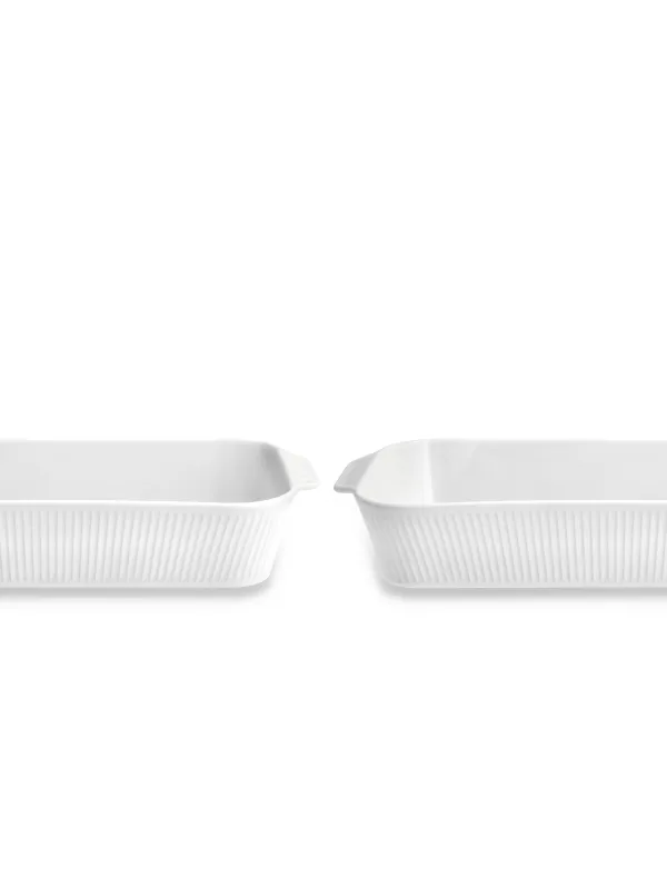 Produkt Pillivuyt Ovnfade 2 stk 35 x 19 x 6 cm i hvid porcelæn, Plissé Billede